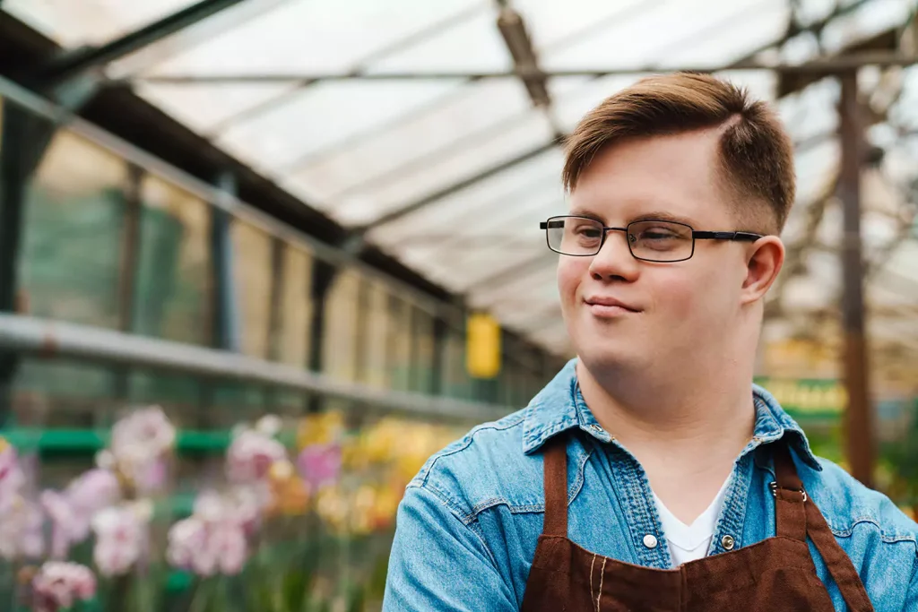 Disabled man with down syndrome